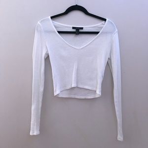 White Long sleeved Crop Top
